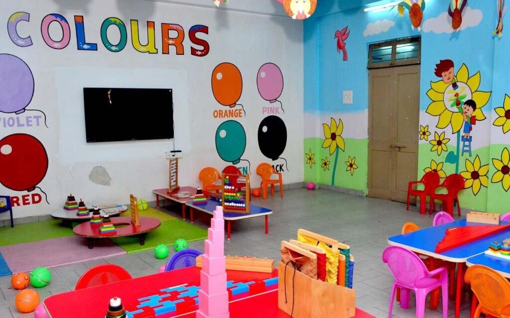 playing with colors in preschool